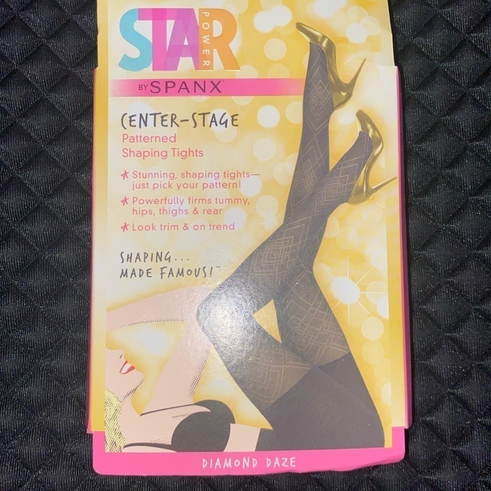 SPANX Star Power Center-Stage Patterned Shaping Tights Black Size S/B